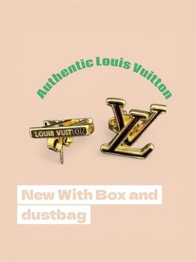Louis Vuitton Gold and Black LV Earrings